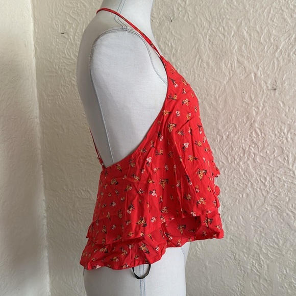 Forever 21 Red Ditsy Floral Strappy Back Cami Tank Top NWT Medium - Picture 10 of 11